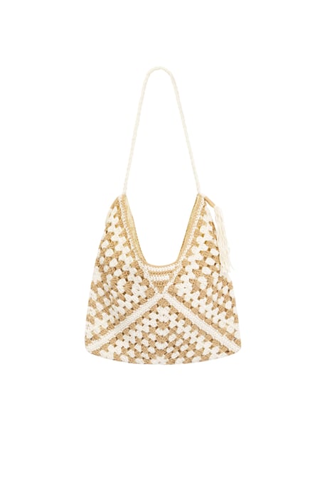 French Riviera beach bag - beige & white