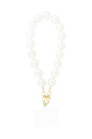 Telephone cord chic pearl - White gold color h5 