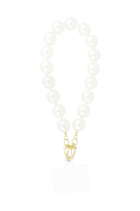 Telephone cord chic pearl - White gold color