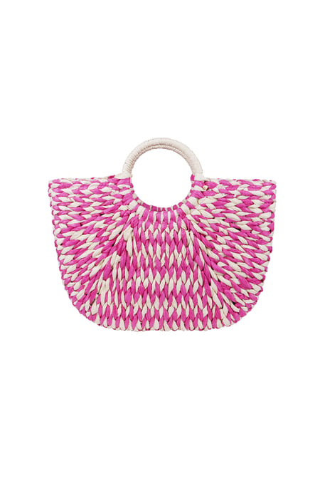 Braided beach bag with round handle - pink 2