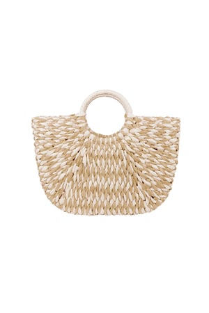 Braided beach bag with round handle - beige h5 