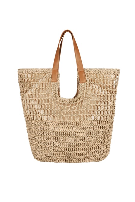 Large braided beach bag - beige