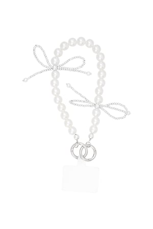 Phone cord pearl bowtiful - White silver color h5 