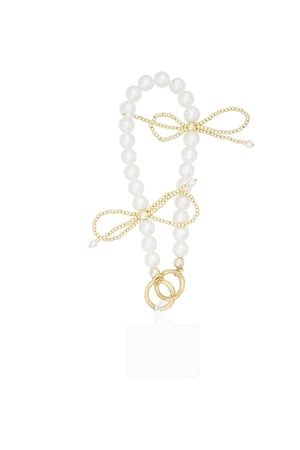 Phone cord pearl bowtiful - White gold color h5 