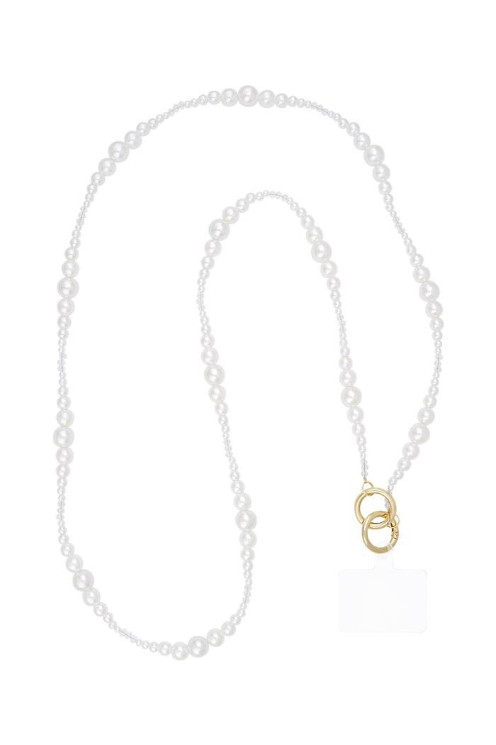 Phone cord pearl adoration - White gold color 