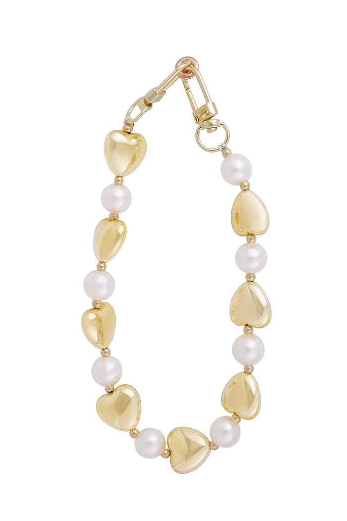 Telephone cord hearts pearls - White Gold 