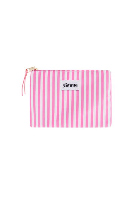 Flat toiletry bag thin stripe - Pink