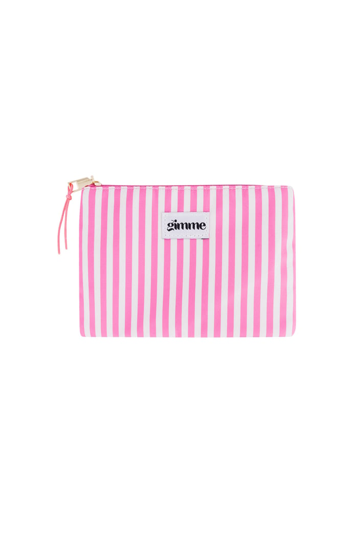 Flat toiletry bag thin stripe - Pink 