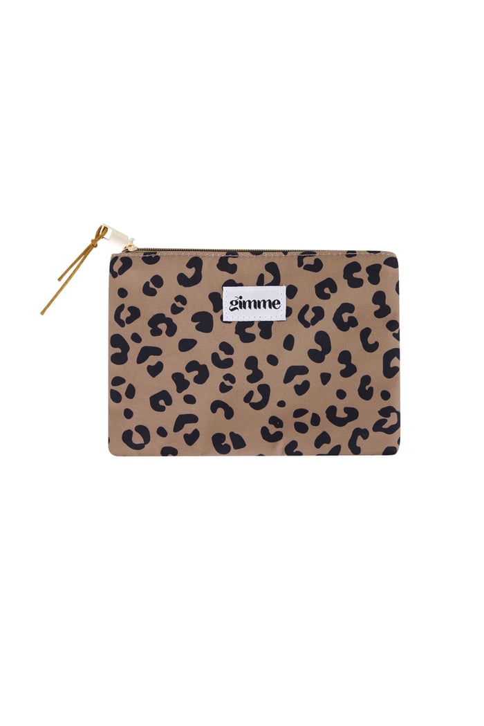 Flat toiletry bag panther print - Brown 