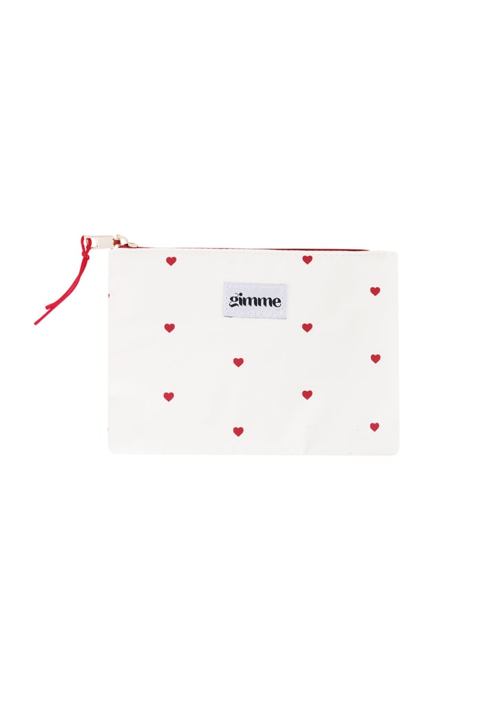 Flat toiletry bag hearts - White 