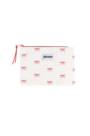 Flat toiletry bag with bows - White h5 