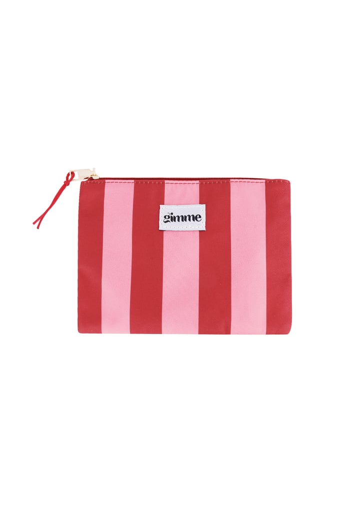 Flat toiletry bag thick stripe - Pink red 