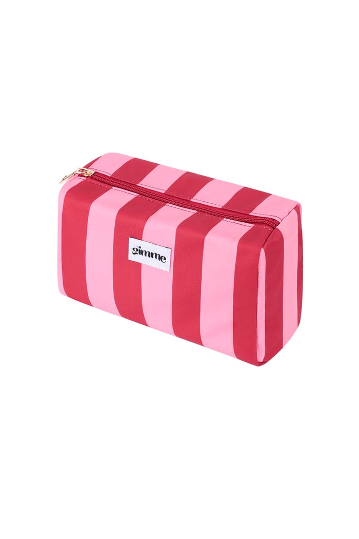 Toiletry bag large stripe - Pink red 