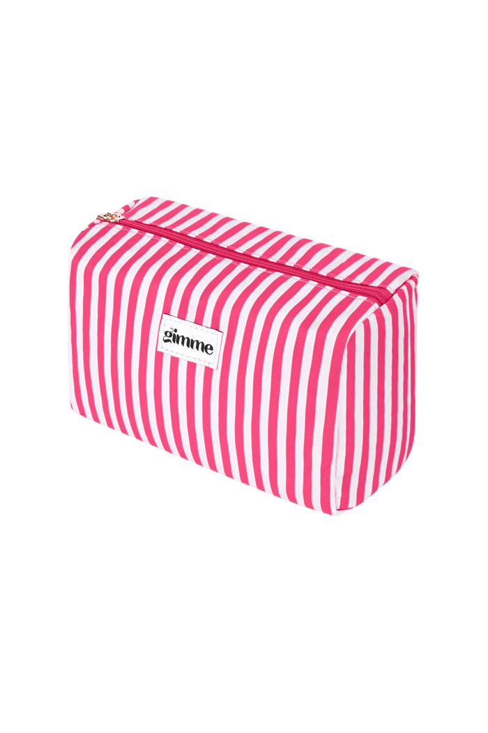 Make-up bag small stripes - Fuchsia 