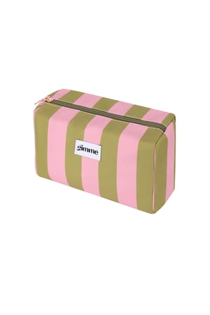 Make-up bag large stripes - Pink green h5 