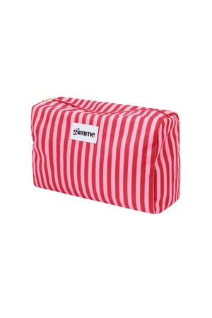 Make-up bag small stripes - Pink red h5 