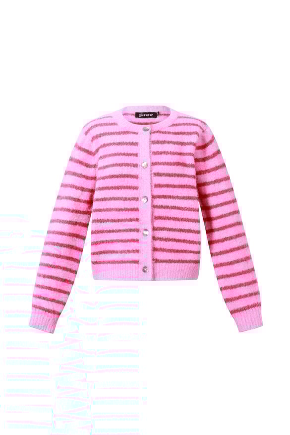 Polyesterfaser (Polyester) Strickjacke Streifen Lässige Herbst-/Winterkleidung