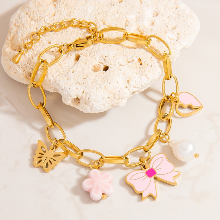 Bracelets à breloques colorés en acier inoxydable pour femmes, motifs de fruits Image7