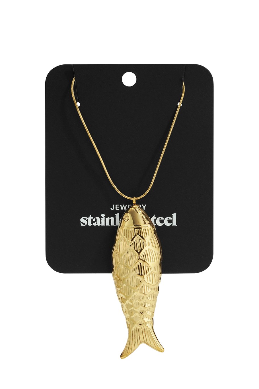 Colliers longs en acier inoxydable, style poisson, décontracté, quotidien, simple, bijoux pour femmes h5Image3