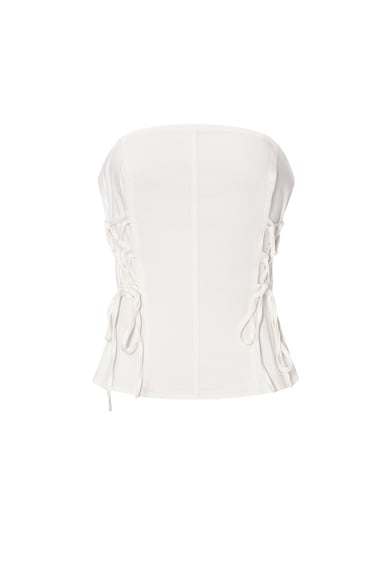 Top a tubino con lacci in denim h5 