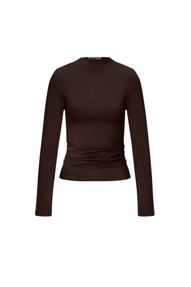 Top a maniche lunghe in nylon, tinta unita, basic, tutti i vestiti adatti h5 