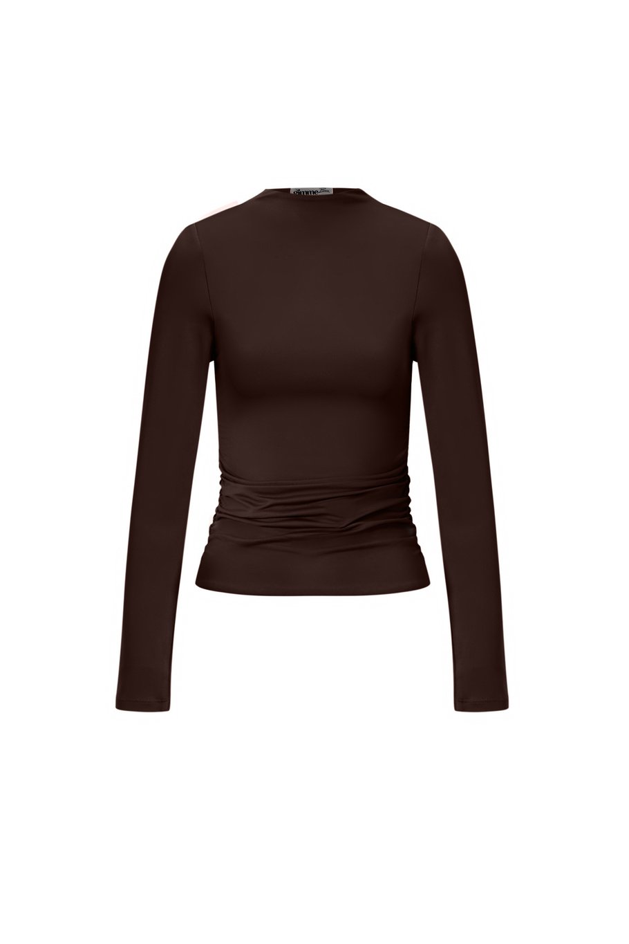 Top a maniche lunghe in nylon, tinta unita, basic, tutti i vestiti adatti 
