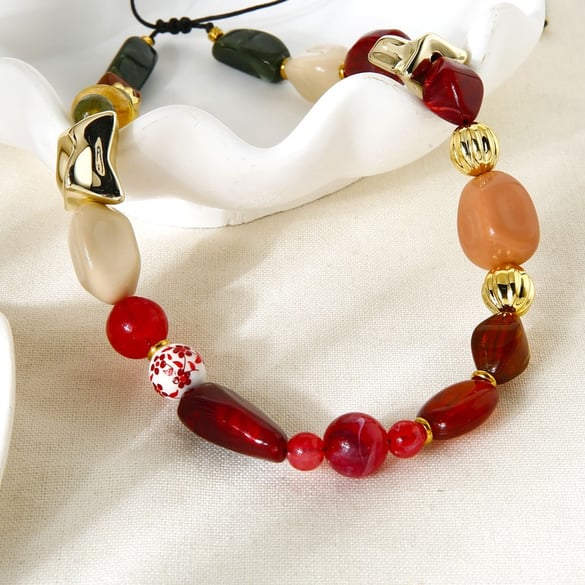 1 Piece Retro Irregular Shape Acrylic Beaded Necklace