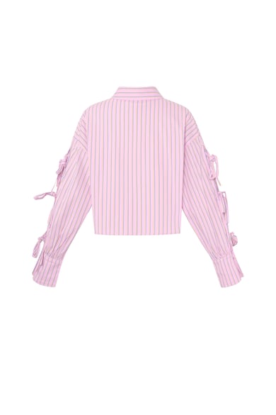 Blusa de raya diplomática con encaje h5 Imagen3