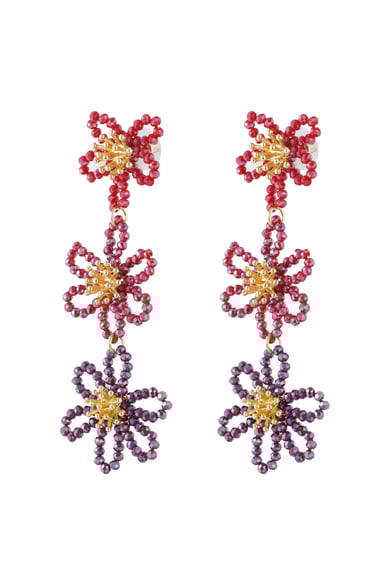 Flower party statement earrings - orange/purple h5 