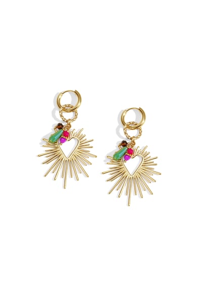 Pendientes con dije de corazón brillante y feliz h5 