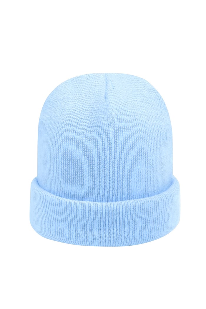 Beanie Rainbow Colors Light Blue Acrylic 