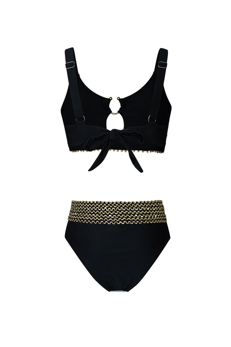 Bikini coutures dorées - noir S Image4