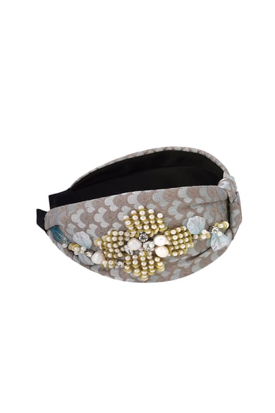 Headband floral print with pearls - blue Nylon h5 Picture2