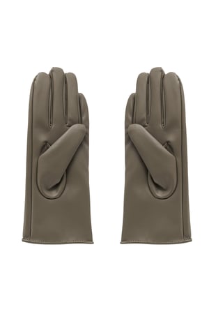 PU gloves with studs and zipper - brown h5 Picture5