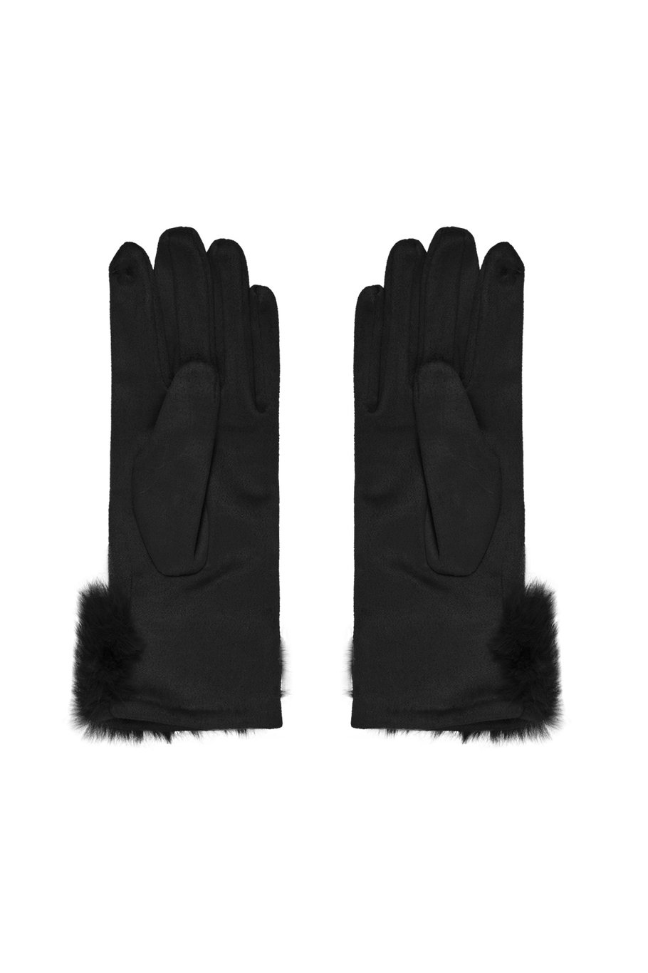 Gants aspect suède avec fausse fourrure - noir Image2