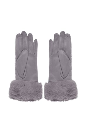 Gloves stitching with faux fur - Silver Color color h5 Picture2