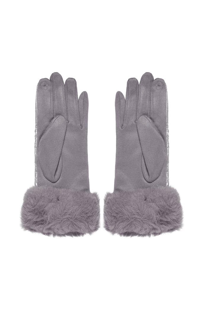 Gloves stitching with faux fur - Silver Color color Picture2