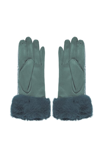 Gloves stitching with faux fur - blue 2