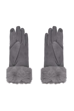 Gloves stitched with faux fur - Silver Color color h5 Picture5