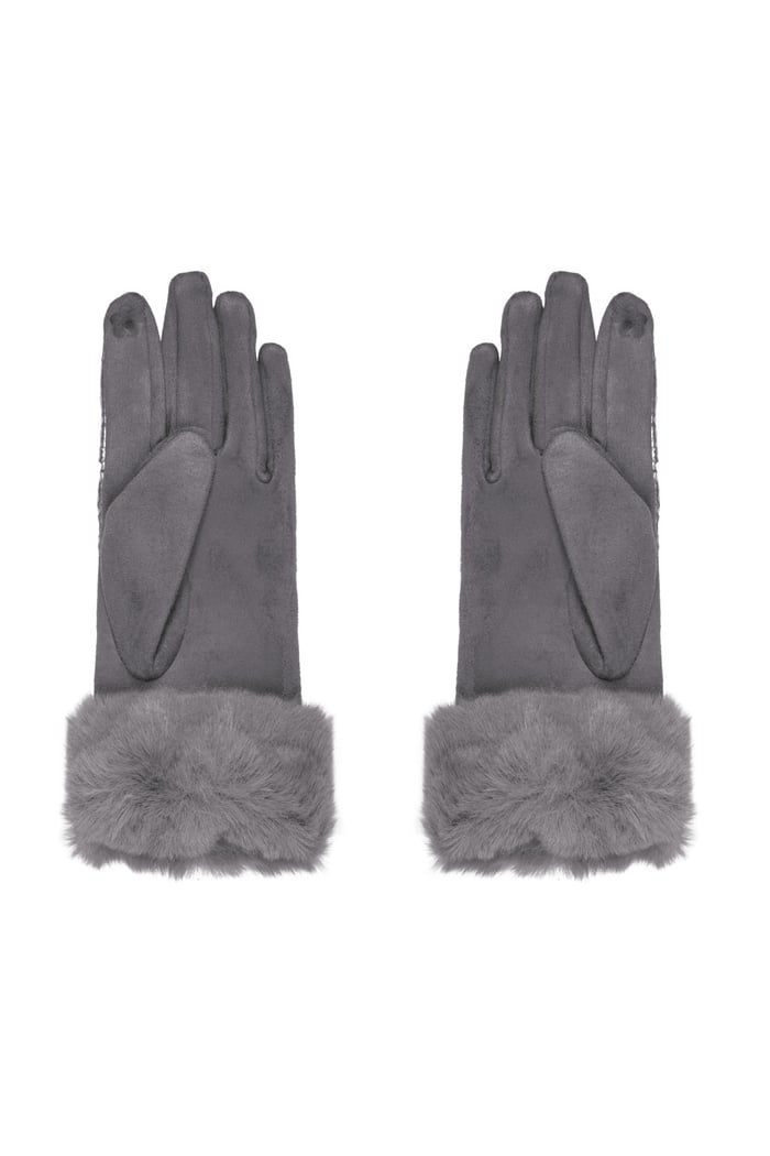 Gloves stitched with faux fur - Silver Color color Picture5