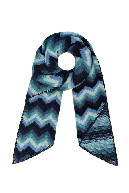 Scarf with zigzag print - blue 2