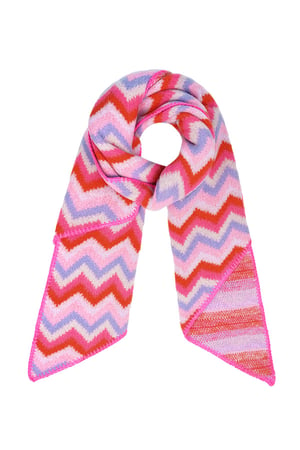 Scarf with zigzag print - pink multi h5 