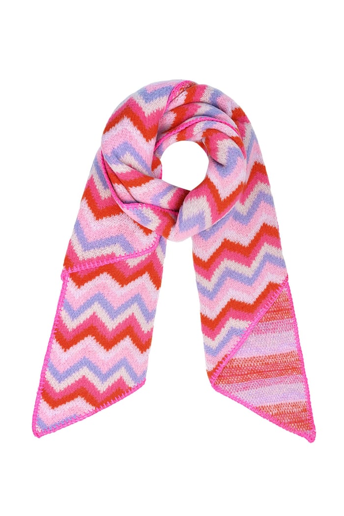 Scarf with zigzag print - pink multi 