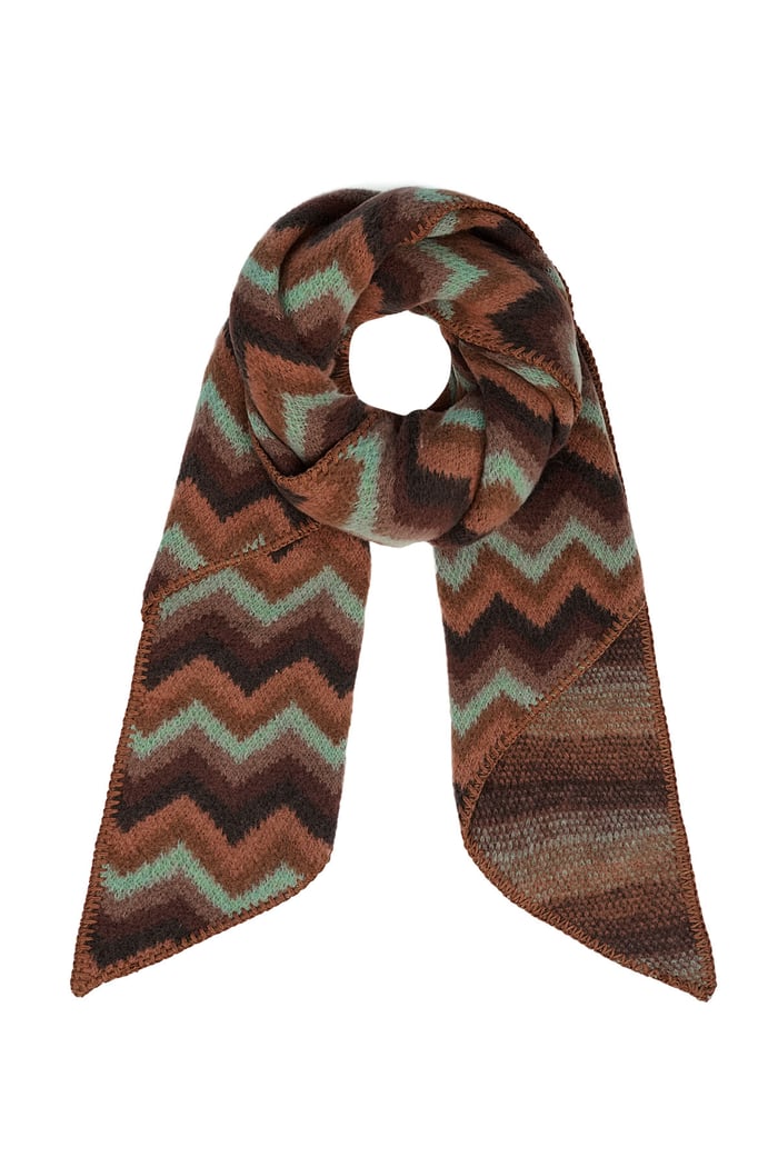 Scarf with zigzag print - brown black 