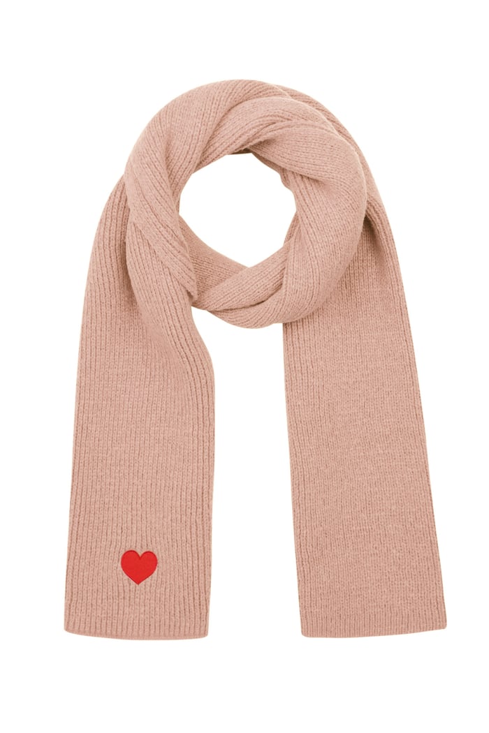 Winter scarf with heart detail - pink 