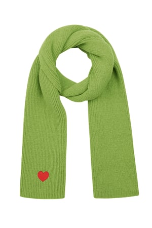 Winter scarf with heart detail - green h5 