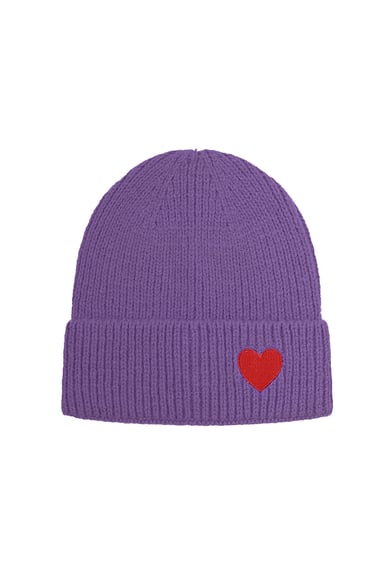 Muts met hart detail - paars h5 
