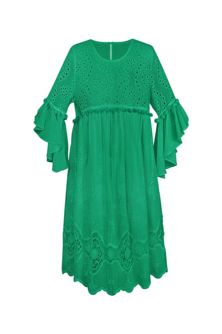 Dress embroidered details green 2