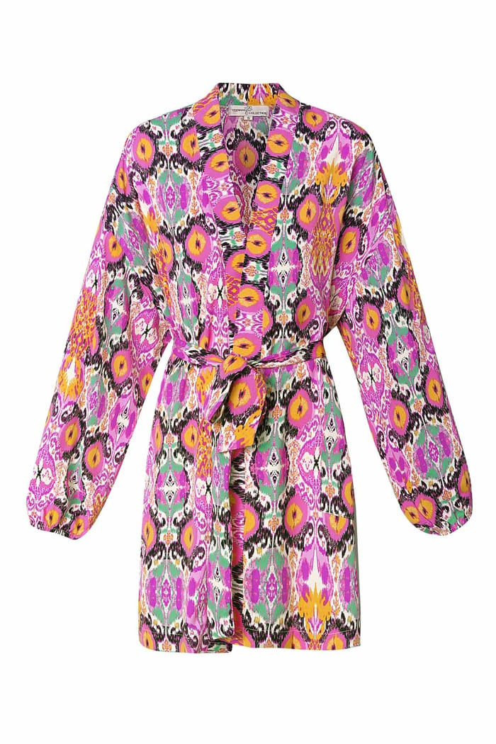 Short kimono colorful print - pink/multi 