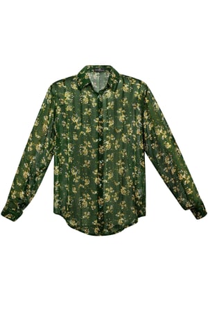 Blouse floral print green h5 